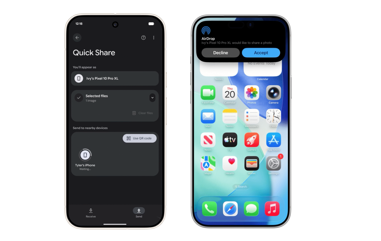 החומה נפלה: גוגל שוברת את המחיצות ומאפשרת העברת קבצים ב-AirDrop ישירות מהאנדרואיד לאייפון