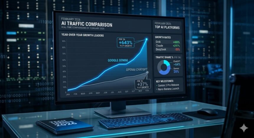 נתוני 2026: Gemini רושם צמיחה מואצת בזמן שהמתחרים מאטים קצב