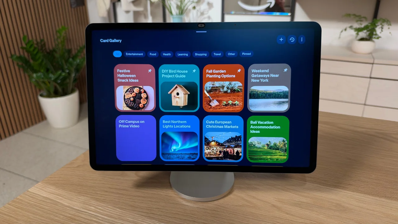 Echo Show 16 with chat cards on screen
