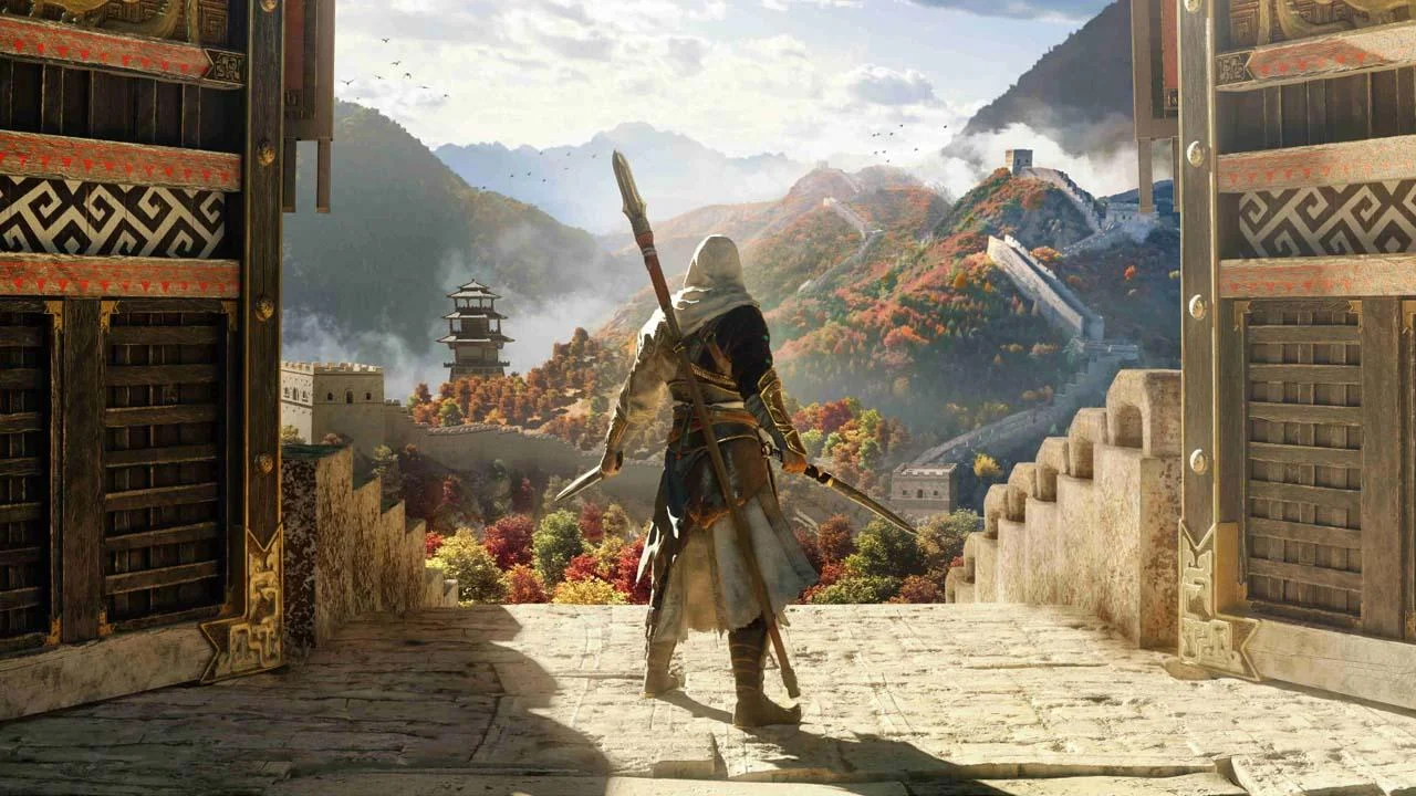 מתנקש משקיף לעבר החומה הגדולה של סין מתוך Assassin's Creed Jade