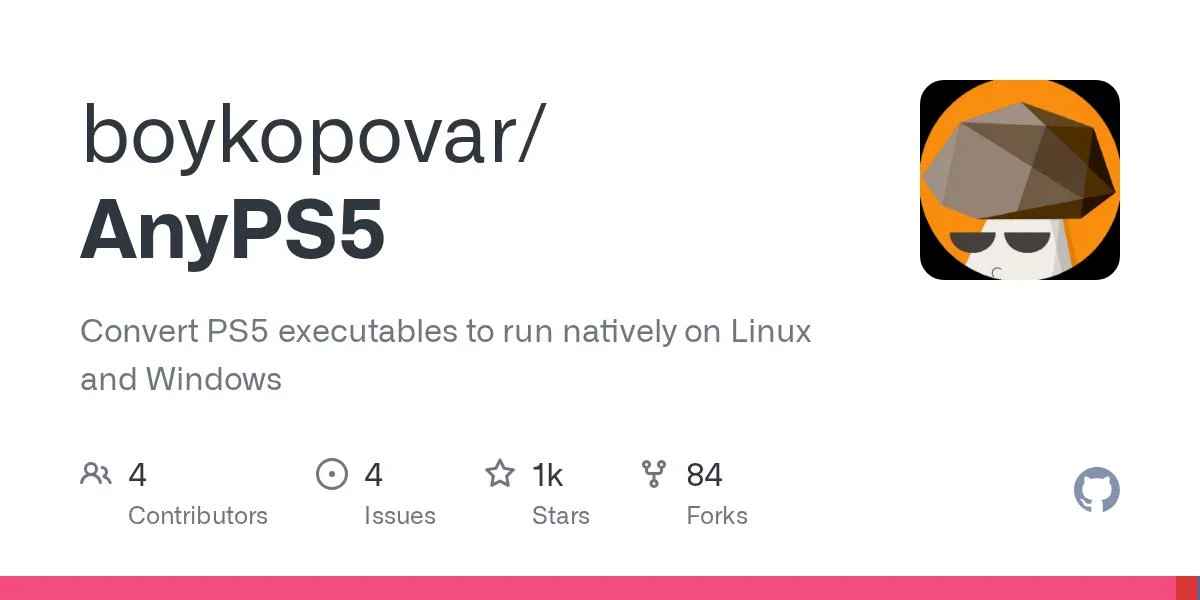 המאגר המקורי של AnyPS5 בפלטפורמת GitHub