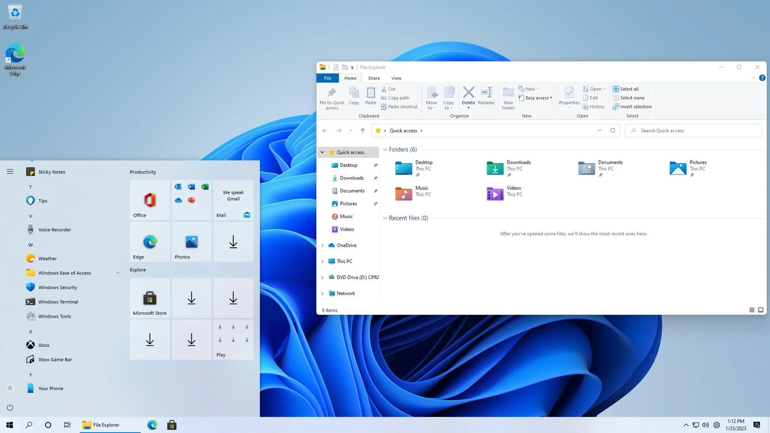 ממשק Windows 11 עם סייר הקבצים ושורת המשימות